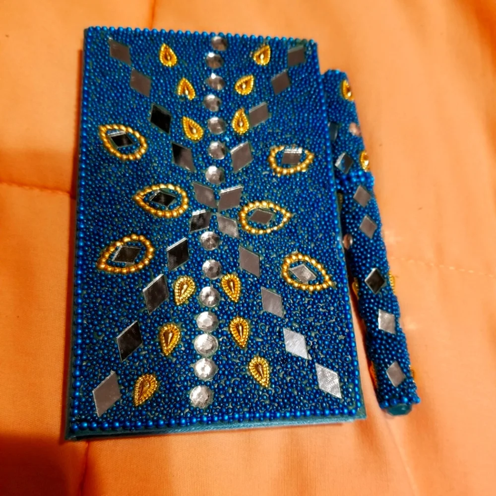 Blue Beaded Journal with pen